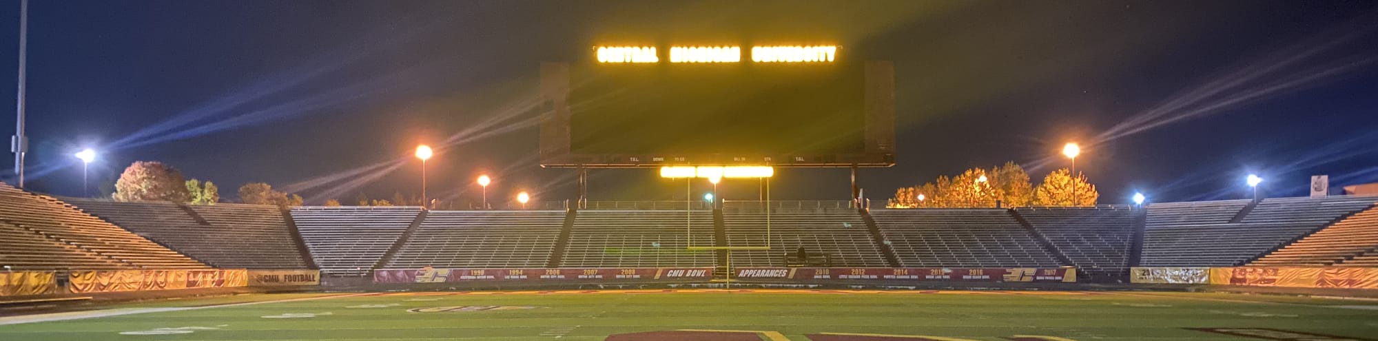 empty football stadium at night under the lights Scranton
