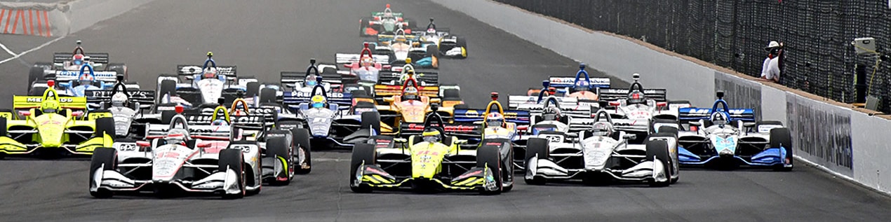 indy cars racing to through the start line Scranton